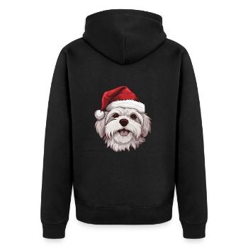 Malteser Hund Weihnachten Kopf - Unisex Premium Bio Zip Hoodie - Schwarz - Hinten - Nico (187cm)