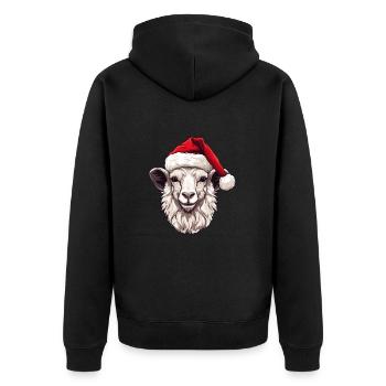 Alpaca Christmas Animal Head Llama - Unisex Premium Organic Zip Hoodie - black - Back - Nico (187cm)