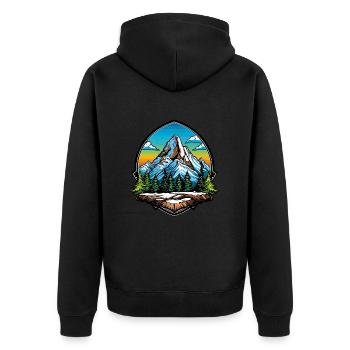 Berge Symbol Wandern Schild - Unisex Premium Bio Zip Hoodie - Schwarz - Hinten - Nico (187cm)
