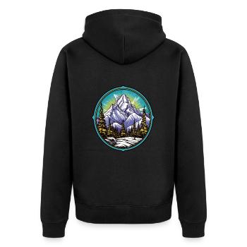 Landscape Mountains Coat of Arms - Unisex Premium Organic Zip Hoodie - black - Back - Nico (187cm)