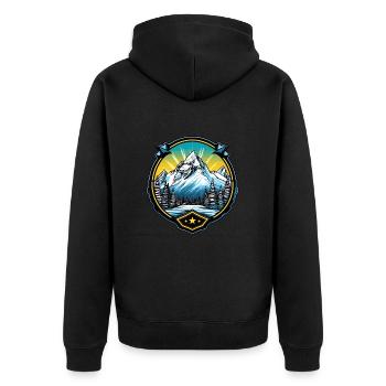 Alpen Berge Symbol - Unisex Premium Bio Zip Hoodie - Schwarz - Hinten - Nico (187cm)