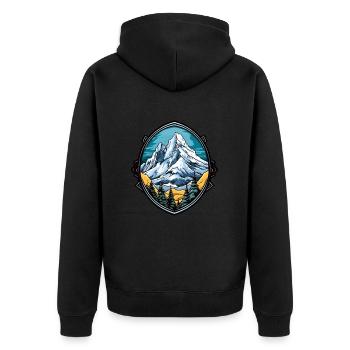 Berge Alpen Symbol Wappen - Unisex Premium Bio Zip Hoodie - Schwarz - Hinten - Nico (187cm)