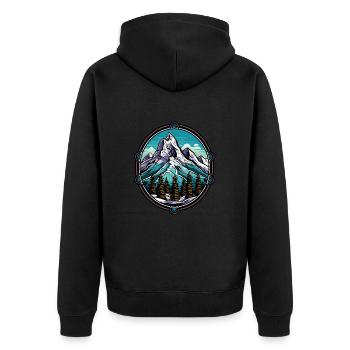 Berge Symbol Icon Wappen - Unisex Premium Bio Zip Hoodie - Schwarz - Hinten - Nico (187cm)