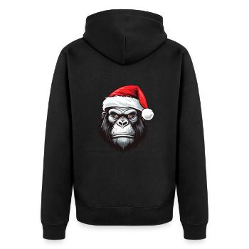 Gorilla Head Christmas Portrait - Unisex Premium Organic Zip Hoodie - black - Back - Nico (187cm)