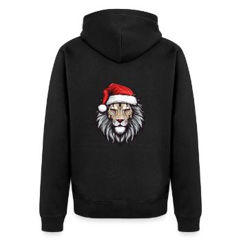 Löwe Kopf Weihnachten Portät - Unisex Premium Bio Zip Hoodie - Schwarz - Hinten - Nico (187cm)