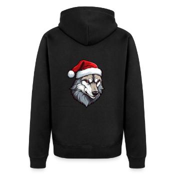 Portrait de Noël tête de loup - Veste à capuche bio Premium Unisexe - noir - Dos - Nico (187cm)
