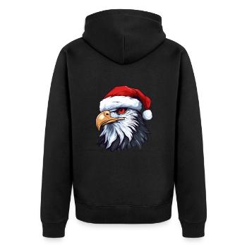 Eagle Head Christmas Portrait - Unisex Premium Organic Zip Hoodie - black - Back - Nico (187cm)