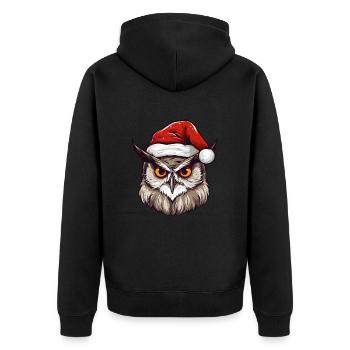 Portrait de Noël tête de hibou - Veste à capuche bio Premium Unisexe - noir - Dos - Nico (187cm)