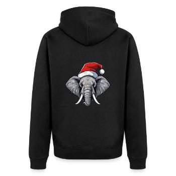 Elephant Head Christmas Portrait - Unisex Premium Organic Zip Hoodie - black - Back - Nico (187cm)