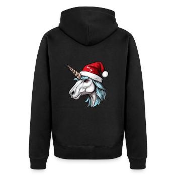 Portrait de Noël tête de licorne - Veste à capuche bio Premium Unisexe - noir - Dos - Nico (187cm)