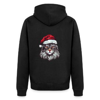 Cat Head Christmas Portrait - Unisex Premium Organic Zip Hoodie - black - Back - Nico (187cm)