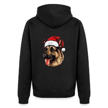 Schäferhund Hund Kopf Weihnachten Portät - Unisex Premium Bio Zip Hoodie - Schwarz - Hinten - Nico (187cm)