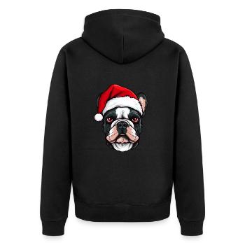 Französische Bulldogge Hund Kopf Weihnachten Portä - Unisex Premium Bio Zip Hoodie - Schwarz - Hinten - Nico (187cm)