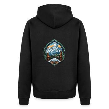 Berge Symbol Icon Wappen - Unisex Premium Bio Zip Hoodie - Schwarz - Hinten - Nico (187cm)