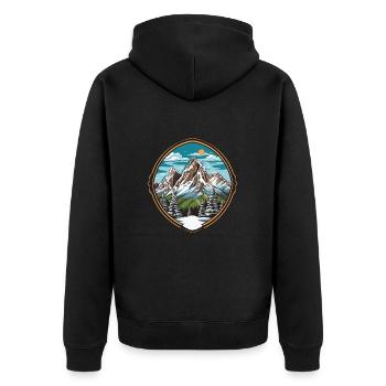 Berge Alpen Symbol Wappen - Unisex Premium Bio Zip Hoodie - Schwarz - Hinten - Nico (187cm)