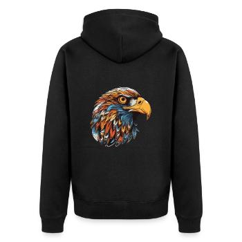 Eagle Head - Unisex Premium Organic Zip Hoodie - black - Back - Nico (187cm)