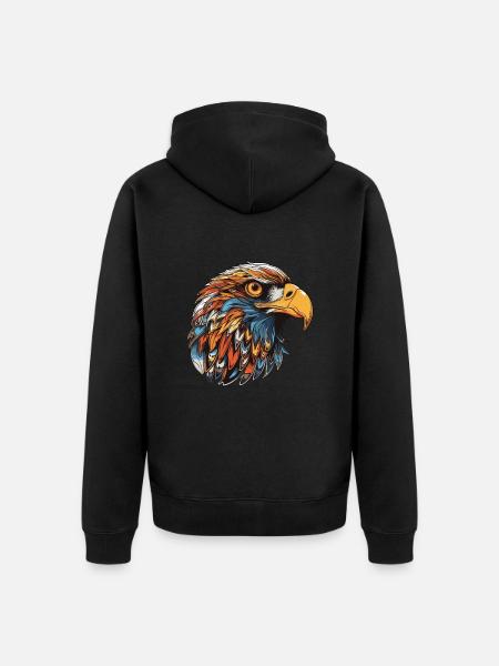 Eagle Head - Unisex Premium Organic Zip Hoodie - black