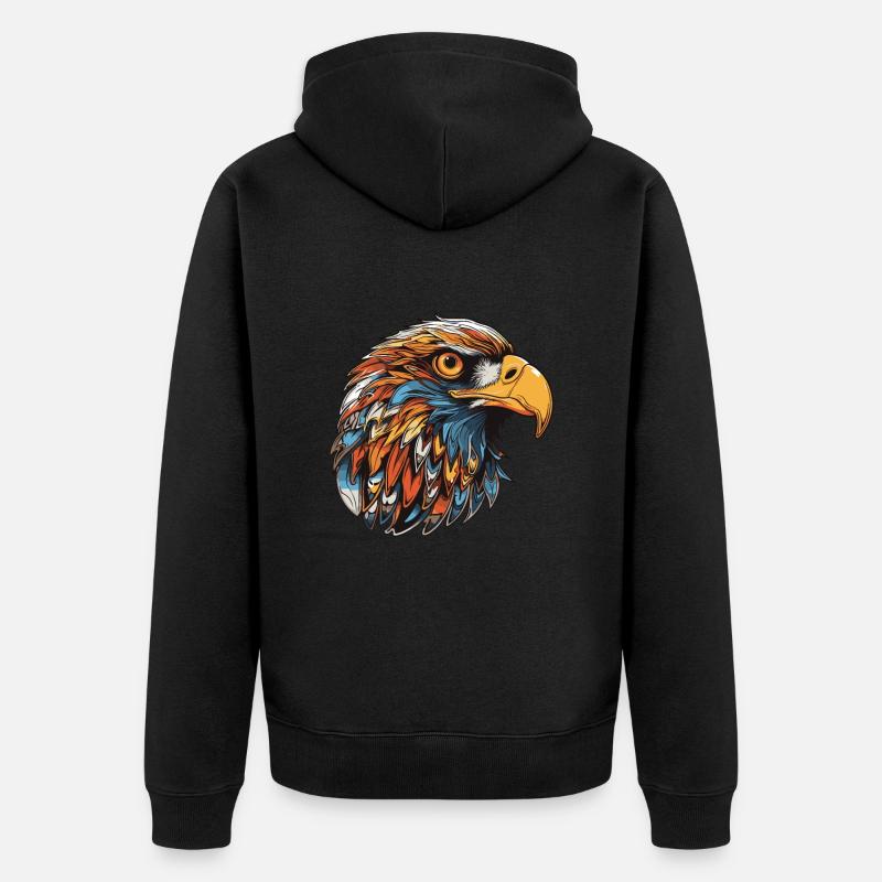 Adler Kopf - Unisex Premium Bio Zip Hoodie - Schwarz