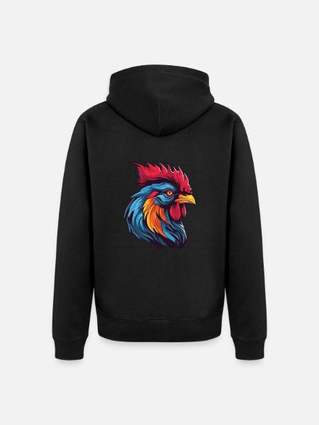 Hahn Portrait - Unisex Premium Bio Zip Hoodie - Schwarz