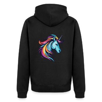 Unicorn Head - Unisex Premium Organic Zip Hoodie - black - Back - Nico (187cm)