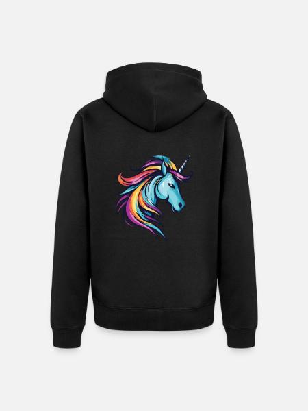 Unicorn Head - Unisex Premium Organic Zip Hoodie - black