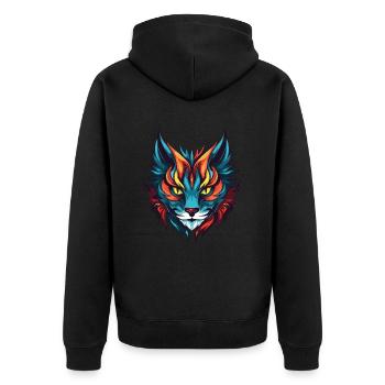 Katze Symbol Kopf - Unisex Premium Bio Zip Hoodie - Schwarz - Hinten - Nico (187cm)