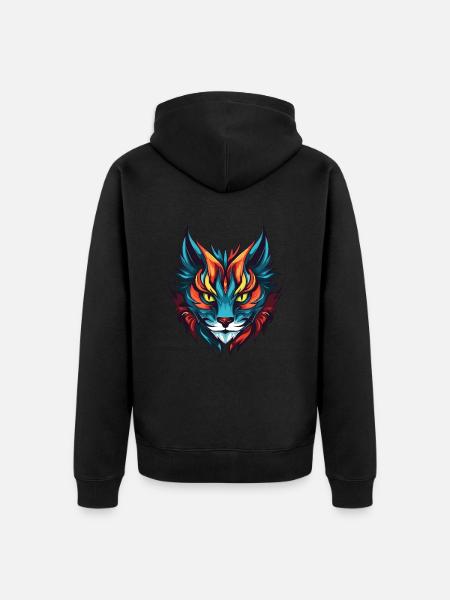 Katze Symbol Kopf - Unisex Premium Bio Zip Hoodie - Schwarz