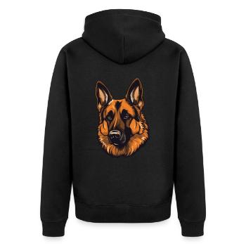 German Shepherd Dog Head - Unisex Premium Organic Zip Hoodie - black - Back - Nico (187cm)