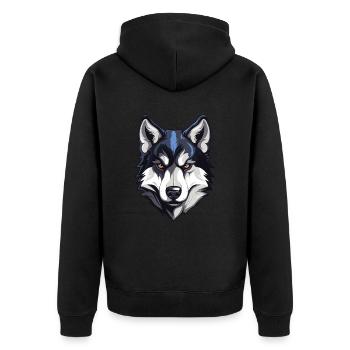 Husky Dog Head - Unisex Premium Organic Zip Hoodie - black - Back - Nico (187cm)