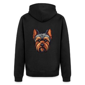 Yorkshire Terrier Dog Head - Unisex Premium Organic Zip Hoodie - black - Back - Nico (187cm)