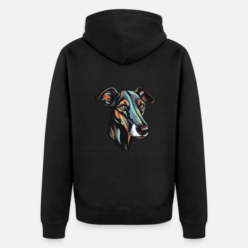 Greyhound Hund Kopf - Unisex Premium Bio Zip Hoodie - Schwarz
