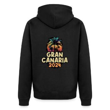 Gran Canaria 2024 Urlaub Spruch - Unisex Premium Bio Zip Hoodie - Schwarz - Hinten - Nico (187cm)