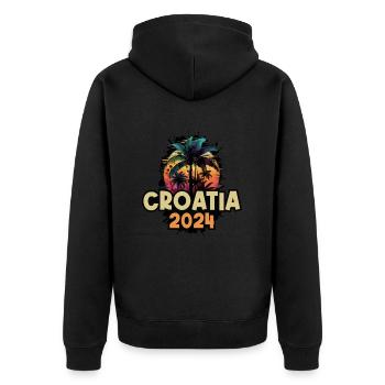 Croatia 2024 Holiday Saying - Unisex Premium Organic Zip Hoodie - black - Back - Nico (187cm)