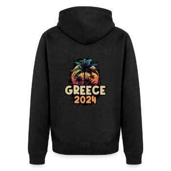 Greece 2024 Urlaub Spruch - Unisex Premium Bio Zip Hoodie - Schwarz - Hinten - Nico (187cm)