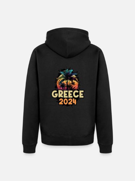 Greece 2024 Holiday Saying - Unisex Premium Organic Zip Hoodie - black