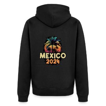 Mexique 2024 Dicton de vacances - Veste à capuche bio Premium Unisexe - noir - Dos - Nico (187cm)