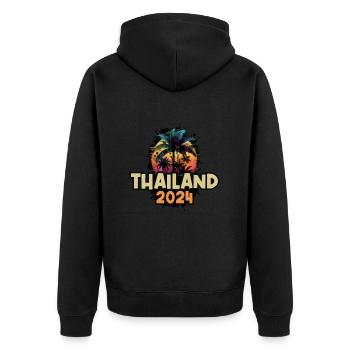 Thailand 2024 Urlaub Spruch - Unisex Premium Bio Zip Hoodie - Schwarz - Hinten - Nico (187cm)
