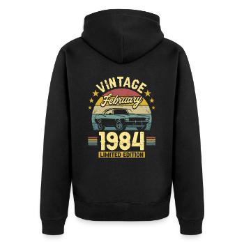 Anniversaire Février 1984 40 Ans Anniversaire - Veste à capuche bio Premium Unisexe - noir - Dos - Nico (187cm)