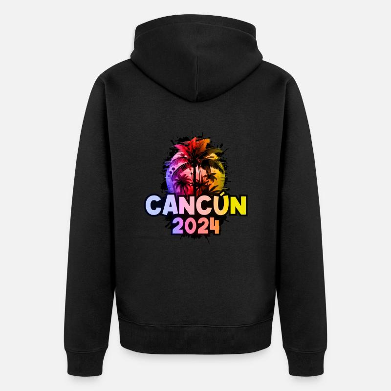 Cancun 2024 Urlaub Bunt - Unisex Premium Bio Zip Hoodie - Schwarz