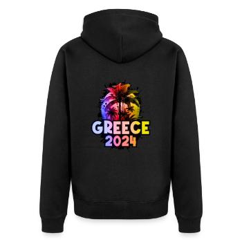 Greece 2024 Holiday Colorful - Unisex Premium Organic Zip Hoodie - black - Back - Nico (187cm)