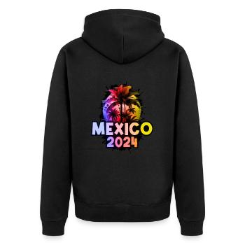 Mexique 2024 Vacances Coloré - Veste à capuche bio Premium Unisexe - noir - Dos - Nico (187cm)