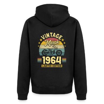 Motard 60 Ans 1964 Mars 60 Ans Anniversaire - Veste à capuche bio Premium Unisexe - noir - Dos - Nico (187cm)