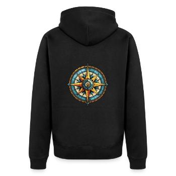 Kompass Symbol Wegweiser Travel - Unisex Premium Bio Zip Hoodie - Schwarz - Hinten - Nico (187cm)