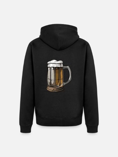 Beer Booze Malt Symbol - Unisex Premium Organic Zip Hoodie - black