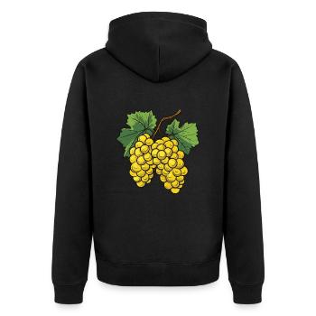 Weintrauben Symbol - Unisex Premium Bio Zip Hoodie - Schwarz - Hinten - Nico (187cm)