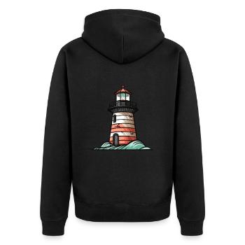 Leuchtturm Küste Symbol - Unisex Premium Bio Zip Hoodie - Schwarz - Hinten - Nico (187cm)