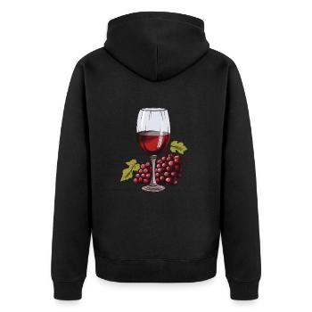 Wine Glass Grapes Wine - Unisex Premium Organic Zip Hoodie - black - Back - Nico (187cm)