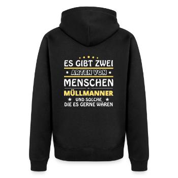 Cadeau Garbage Men - Deux Types de... Concevoir - Veste à capuche bio Premium Unisexe - noir - Dos - Nico (187cm)