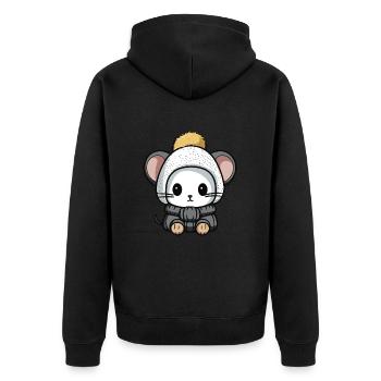 Souris Animal bébé bande dessinée - Veste à capuche bio Premium Unisexe - noir - Dos - Nico (187cm)