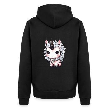 Licorne Animal Bébé Bande Dessinée - Veste à capuche bio Premium Unisexe - noir - Dos - Nico (187cm)